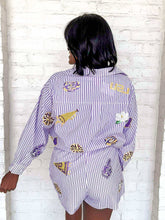 Load image into Gallery viewer, Queen Of Sparkles LSU Mini Icon Striped Shorts