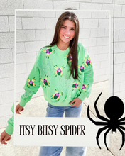 Load image into Gallery viewer, Queen Of Sparkles Neon Green Fuzzy Spider Web Sweatshirt