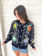 Load image into Gallery viewer, Queen Of Sparkles Black Multi Spider Cardigan