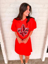 Load image into Gallery viewer, Jordan Amanda Fleur De Lis Red Dress