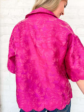 Load image into Gallery viewer, Scallop Secrets Pink Jacquard Top