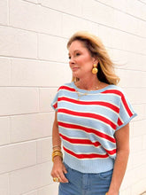 Load image into Gallery viewer, Hard Working Blue &amp; Red Stripe Top