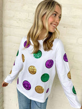 Load image into Gallery viewer, Mardi Gras Scattered Doubloon Long sleeve Top (front &amp; back)