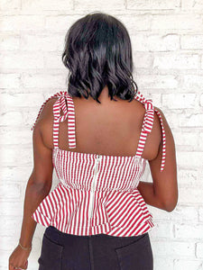 Play Ball Red Stripe Top