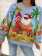 Load image into Gallery viewer, Queen Of Sparkles Multi Vintage Vacation Santa Sweatshirt