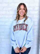 Load image into Gallery viewer, Queen Of Sparkles Grey and Red Rodeo Sweatshirt