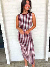 Load image into Gallery viewer, Check Mate Maroon Skirt Set
