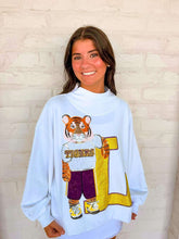 Load image into Gallery viewer, Queen Of Sparkles Licensed LSU Mascot Leaning on Letter Sweatshirt
