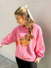 Load image into Gallery viewer, Queen Of Sparkles Hot Pink Dachshud Sweatshirt