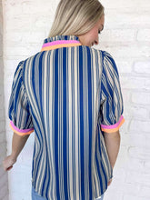 Load image into Gallery viewer, THML Letters Sent Blue Stripe Top