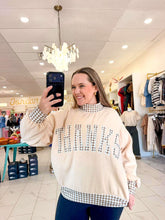 Load image into Gallery viewer, Give Thanks Latte Gingham Pullover