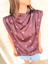 Load image into Gallery viewer, Leave Me There Plum Polka Dot Top