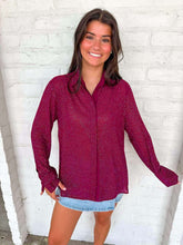 Load image into Gallery viewer, Queen Of Sparkles Maroon Rhinestone Button Up Top