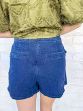 Load image into Gallery viewer, Fast Forward Dark Denim With Gold Buttons Skort