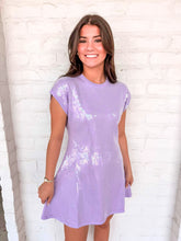 Load image into Gallery viewer, Queen Of Sparkles Lavender Full Sequin Knit Short Sleeve Dress