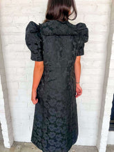 Load image into Gallery viewer, Take A Moment Black Jacquard Midi Dress
