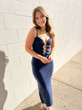 Load image into Gallery viewer, Sophisticated Behavior Navy Dress