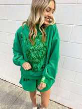 Load image into Gallery viewer, Queen Of Sparkles Queen Card Emerald Logo Mock Neck Sweatshirt