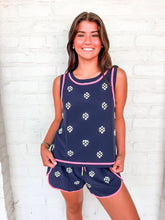 Load image into Gallery viewer, Queen of Sparkles Navy Active Rhinestone Shorts