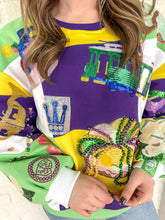 Load image into Gallery viewer, Queen Of Sparkles Mardi Gras Checkered Icon Sweatshirt