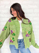 Load image into Gallery viewer, Mardi Gras Mambo Green Corduroy Jacket