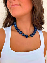 Load image into Gallery viewer, Large Dark Blue Bead Necklace