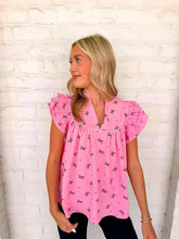 Load image into Gallery viewer, Bow Print Pink Top