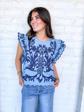 Load image into Gallery viewer, THML Singing Blues Ruffle Sleeve Top