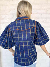 Load image into Gallery viewer, THML Stitched In Plaid Navy Top