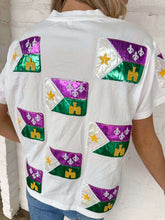 Load image into Gallery viewer, Mardi Gras Scattered Acadian Flag Shirt (front &amp; back)