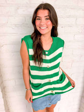 Load image into Gallery viewer, Here We Go Green Stripe Top
