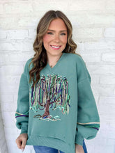 Load image into Gallery viewer, Mardi Gras V Neck Bead Tree With Sequin &amp; Seed bead Sweatshirt