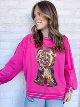 Load image into Gallery viewer, Queen Of Sparkles Hot Pink Yorkie Sweatshirt