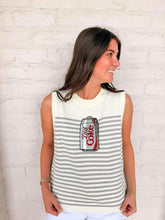 Load image into Gallery viewer, Queen Of Sparkles Licensed White &amp; Grey Striped Diet Coke Knit Tank