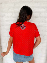 Load image into Gallery viewer, Jordan Amanda Red Rhinestone Cajuns Top