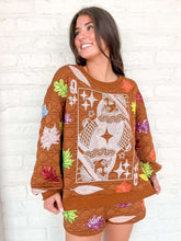 Load image into Gallery viewer, Queen Of Sparkles Brown Multi Leaf Quilted Card Sweatshirt