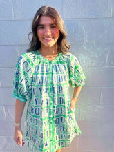 Load image into Gallery viewer, Queen Of Sparkles Green NOLA Street Tile Button Up Dress