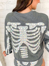 Load image into Gallery viewer, Queen Of Sparkles Charcoal Iridescent Jeweled Skeleton Sweatshirt