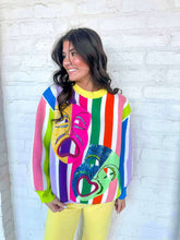 Load image into Gallery viewer, Queen Of Sparkles Rainbow Stripe Mask Sweater