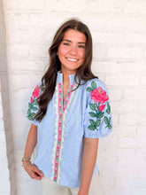 Load image into Gallery viewer, THML Hear The Good Blue Blouse