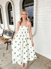 Load image into Gallery viewer, Spotted You Green Polka Dot Maxi Dress