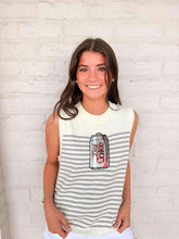 Load image into Gallery viewer, Queen Of Sparkles Licensed White &amp; Grey Striped Diet Coke Knit Tank