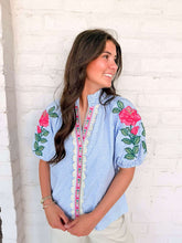 Load image into Gallery viewer, THML Hear The Good Blue Blouse