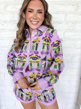 Load image into Gallery viewer, Queen Of Sparkles Diamond Mardi Gras Porches Button Up