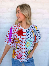 Load image into Gallery viewer, Queen Of Sparkles Color-block Polka Dot Teacher Icon Top