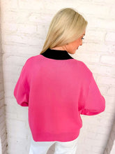 Load image into Gallery viewer, Queen Of Sparkles Pink &amp; Black Collar Santa in Leopard Suit Cardigan
