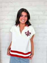 Load image into Gallery viewer, Jordan Amanda Cajuns Collar White Top