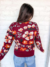 Load image into Gallery viewer, THML Fall Blooms Burgundy Floral Sweater