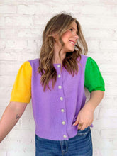 Load image into Gallery viewer, Queen of the Mardi Gras Luxe Soft Cardigan Top