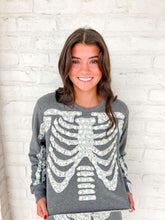 Load image into Gallery viewer, Queen Of Sparkles Charcoal Iridescent Jeweled Skeleton Sweatshirt